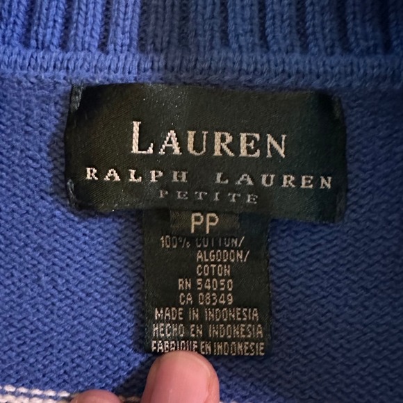 Vintage Ralph Lauren Women's Striped 1/4 Zip Mock Neck Sweater - Picture 4 of 7